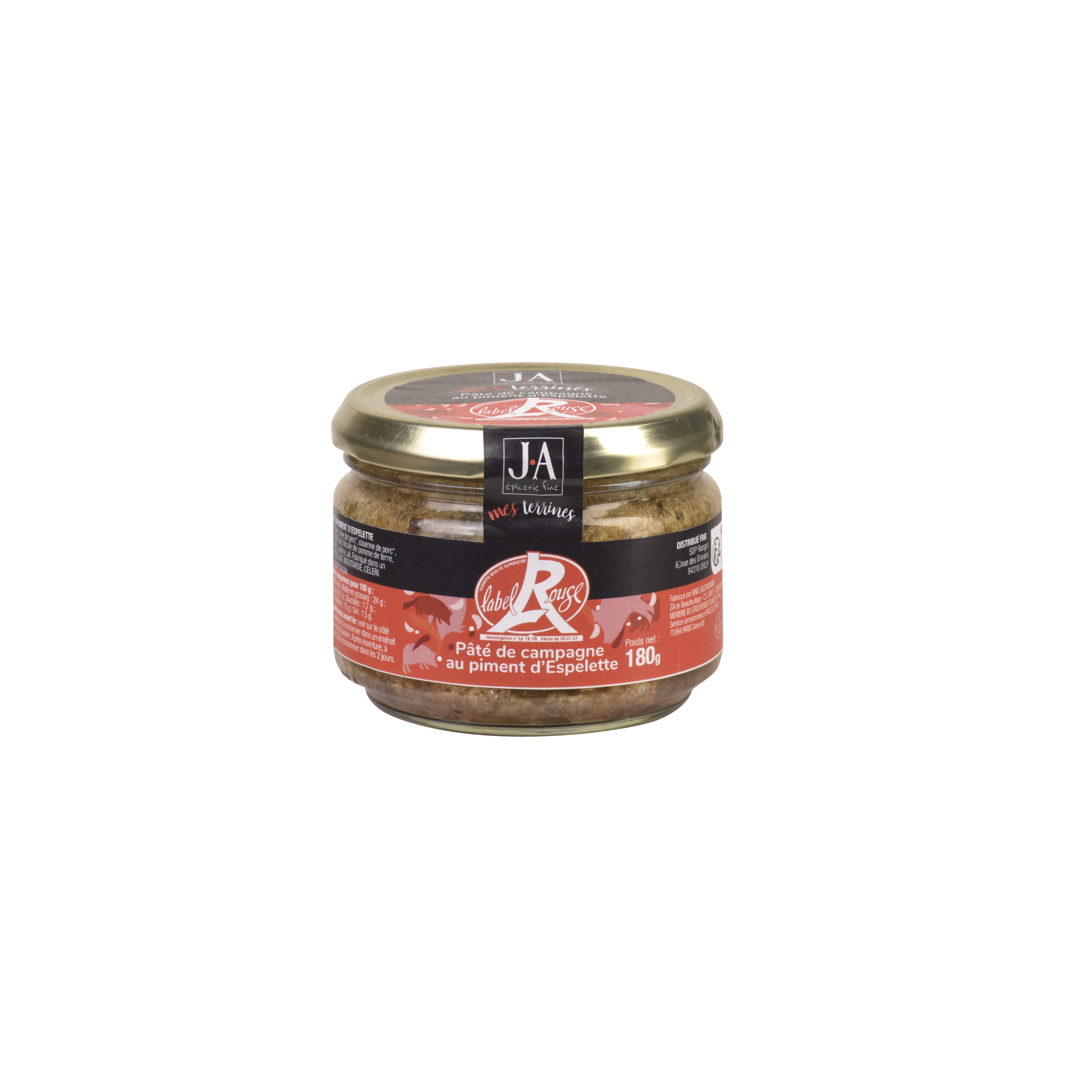 PATE DE CAMPAGNE LABEL ROUGE AU PIMENT D'ESPELETTE