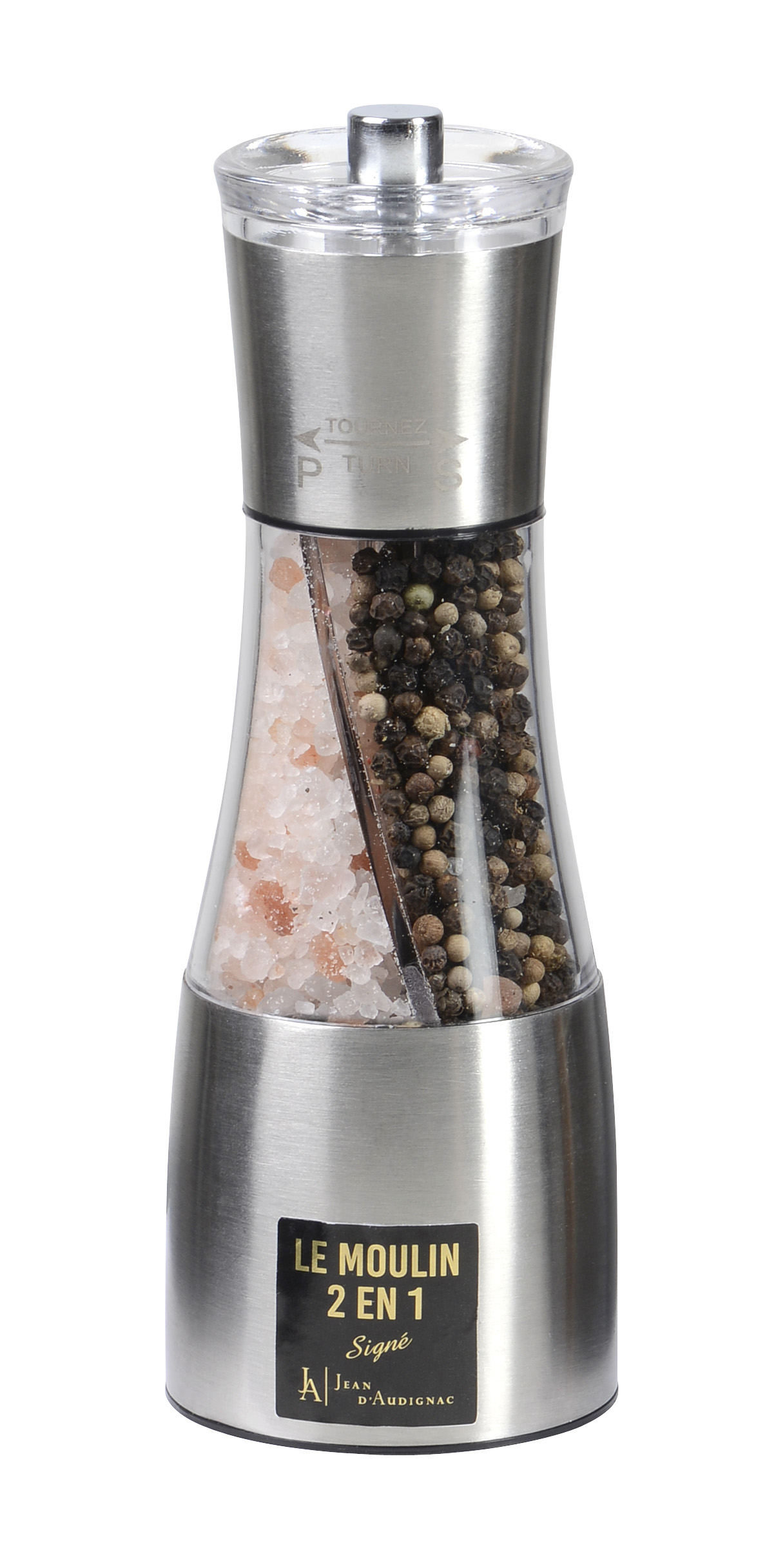 MOULIN 2 EN 1 - SEL DE L'HIMALAYA ET POIVRES NOIR ET BLANC
