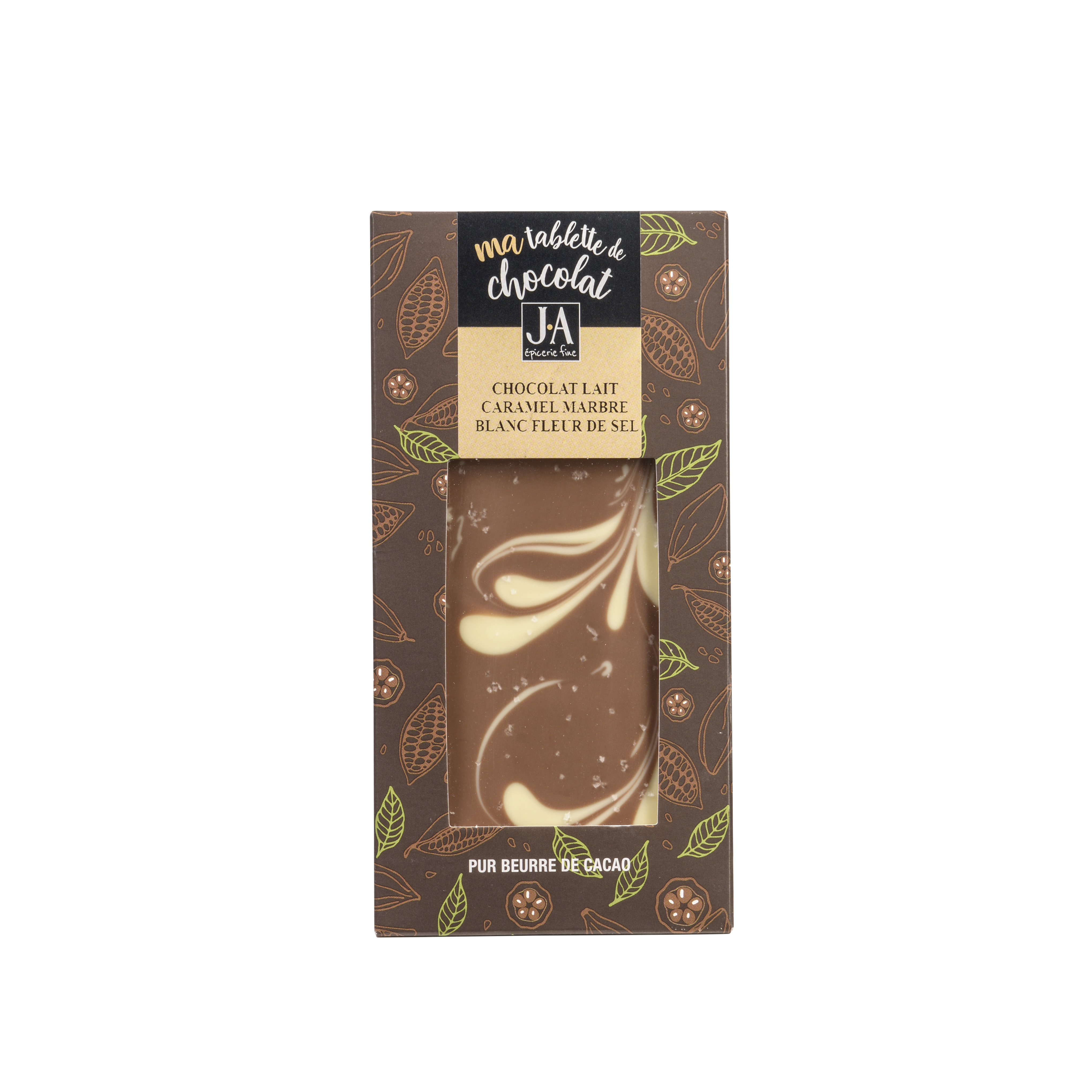 TABLETTE CHOCOLAT LAIT  MARBRE BLANC FLEUR DE SEL