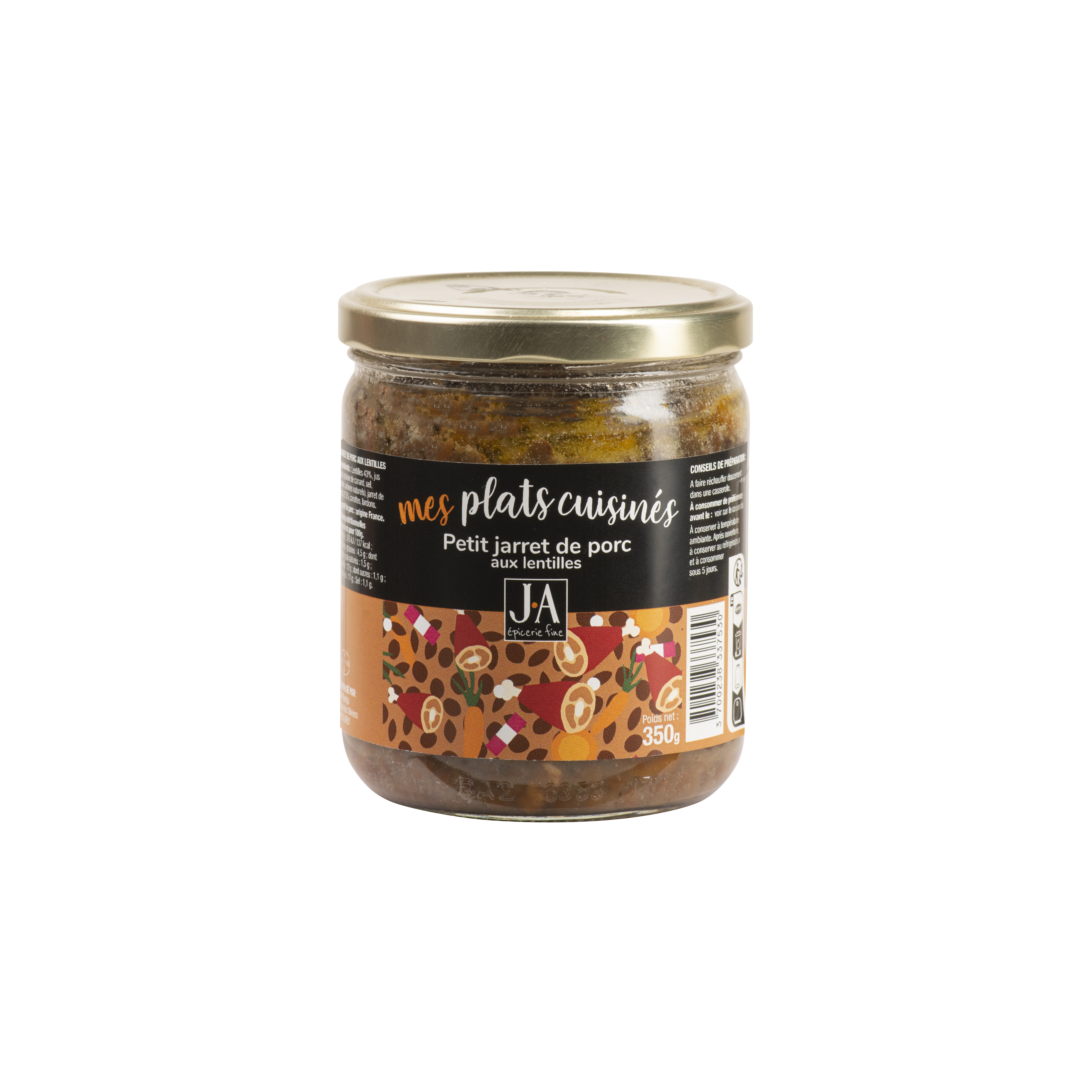 PETIT JARRET DE PORC AUX LENTILLES 