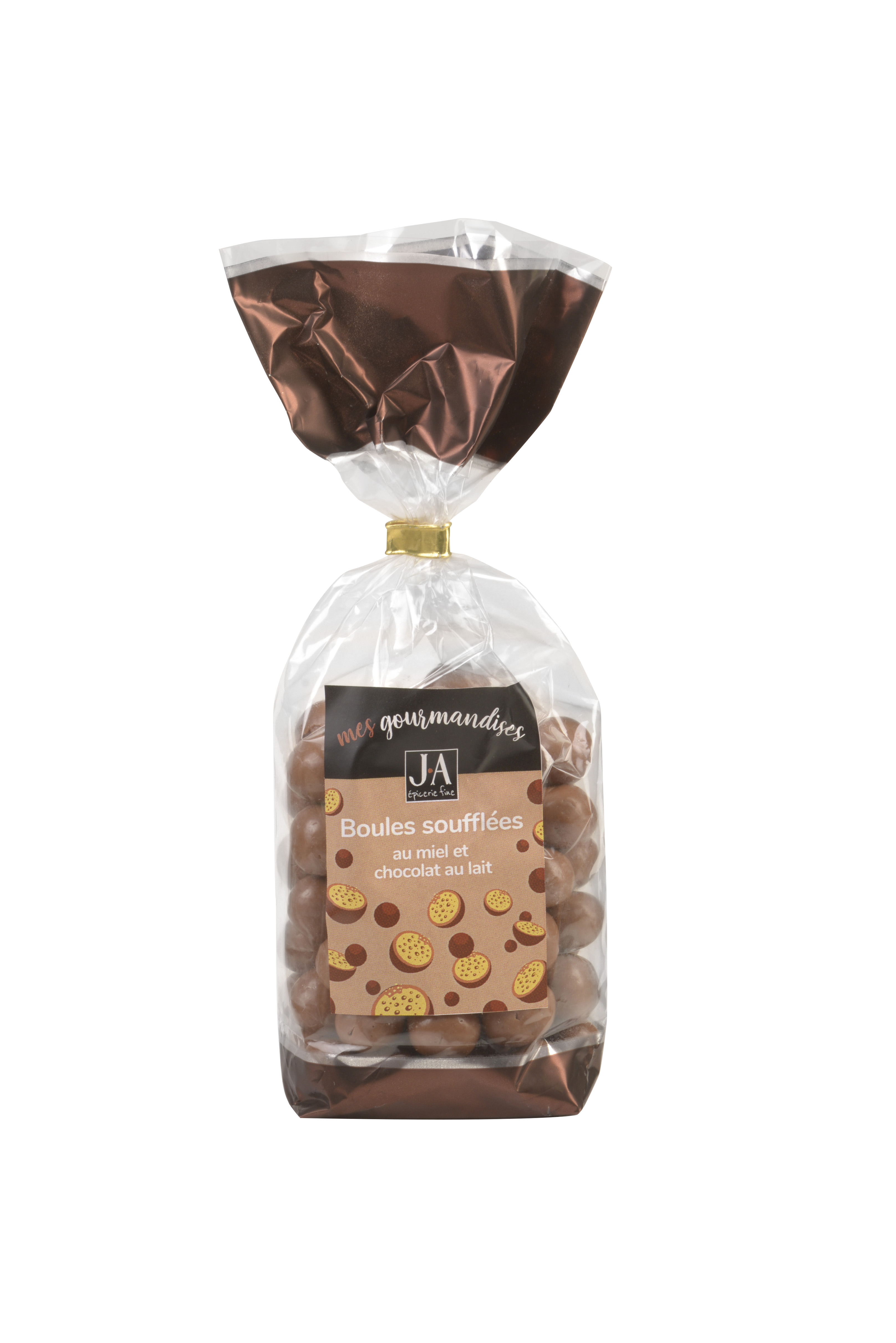 BOULES SOUFFLEES AU MIEL ENROBEES CHOCOLAT LAIT