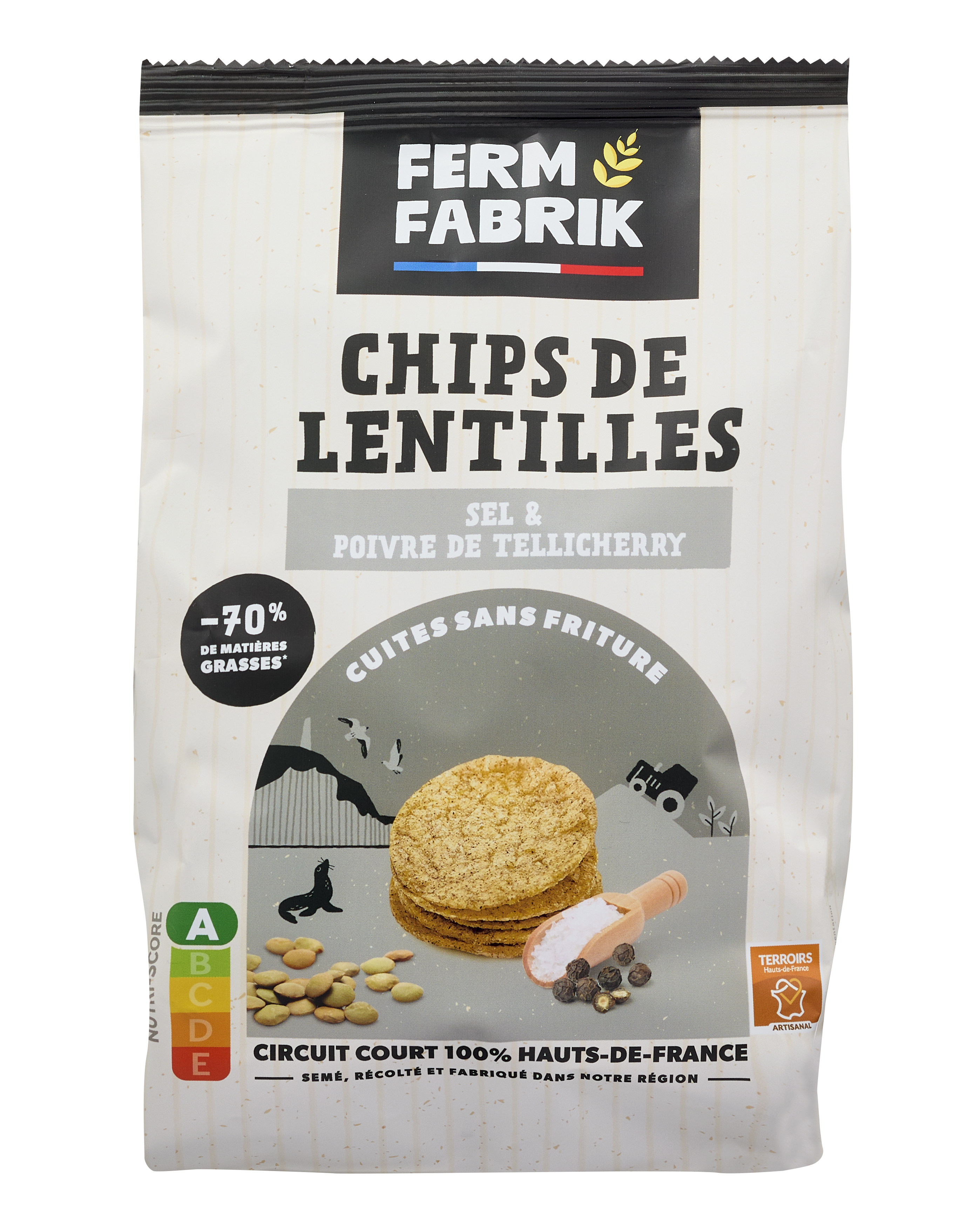CHIPS DE LENTILLES SEL POIVRE TELLICHERRY