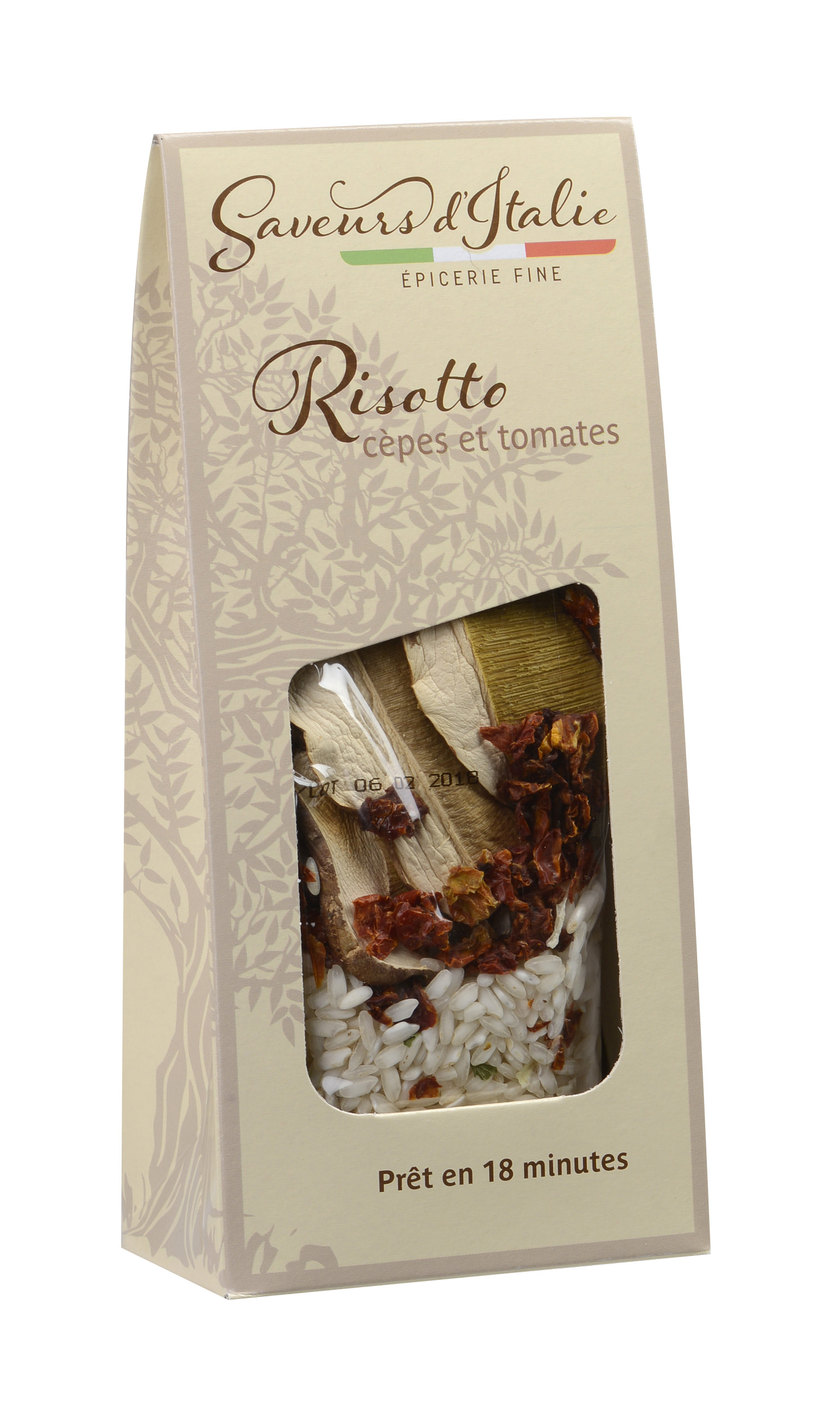 RISOTTO AVEC RIZ CARNAROLI ET CEPES EXTRA ET TOMATE 