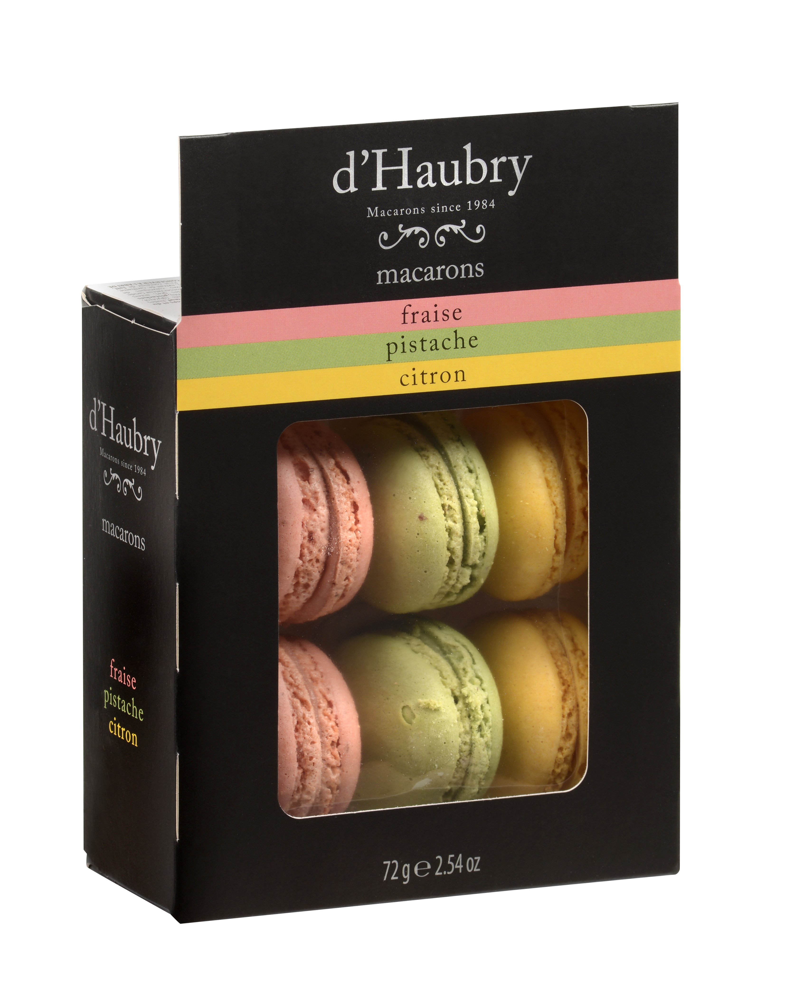 MACARONS PATISSIERS FRAISE, PISTACHE, CITRON